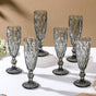 Crystal Textured Champagne Glass Grey Set Of 6 150 ml