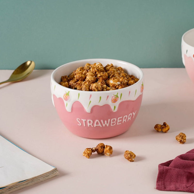 Strawberry Serving Bowl - Bowl, ceramic bowl, serving bowls, noodle bowl, salad bowls, bowl for snacks, large serving bowl | Bowls for dining table & home decor