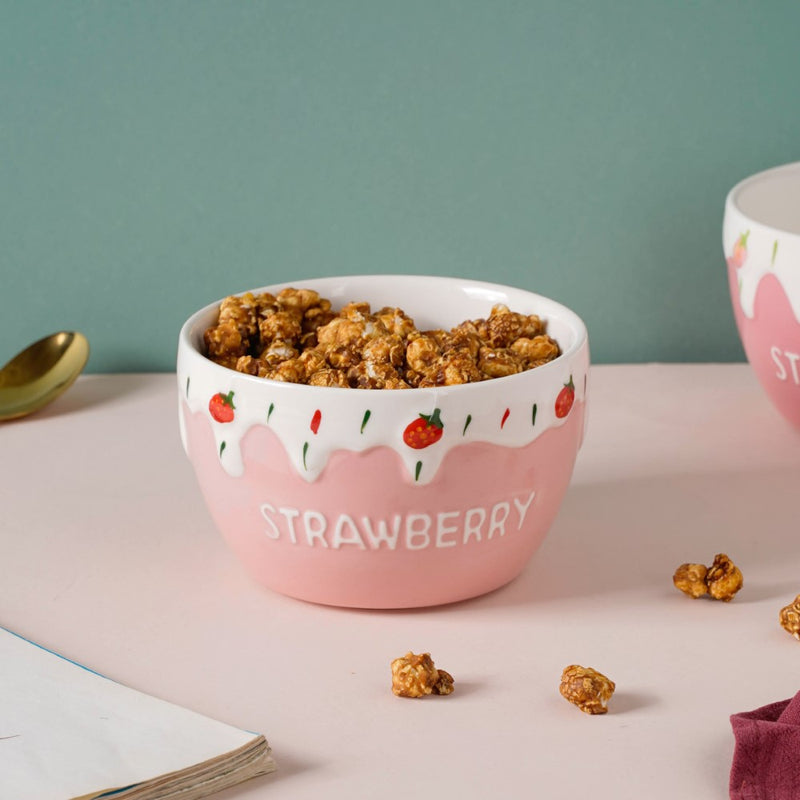 Strawberry Serving Bowl - Bowl, ceramic bowl, serving bowls, noodle bowl, salad bowls, bowl for snacks, large serving bowl | Bowls for dining table & home decor