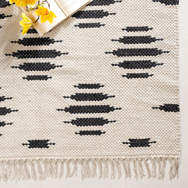 Handwoven Area Rug Black And White