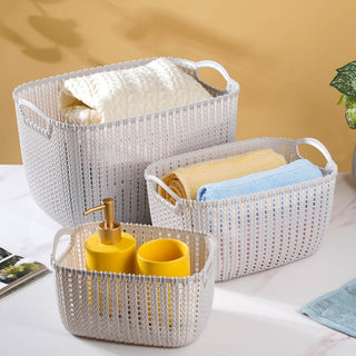Multipurpose Storage Basket Grey Set Of 3