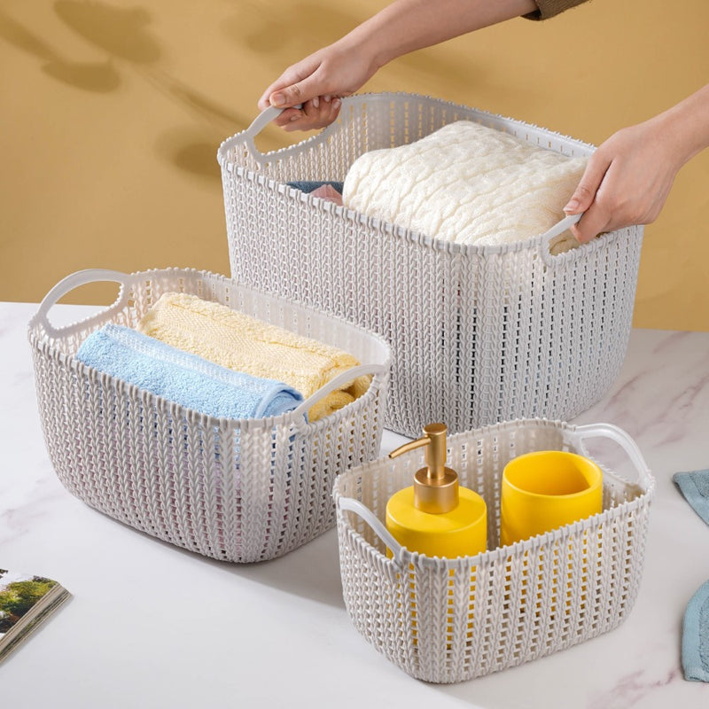 Multipurpose Storage Basket Grey Set Of 3 - Basket | Organizer | Kitchen basket | Storage basket