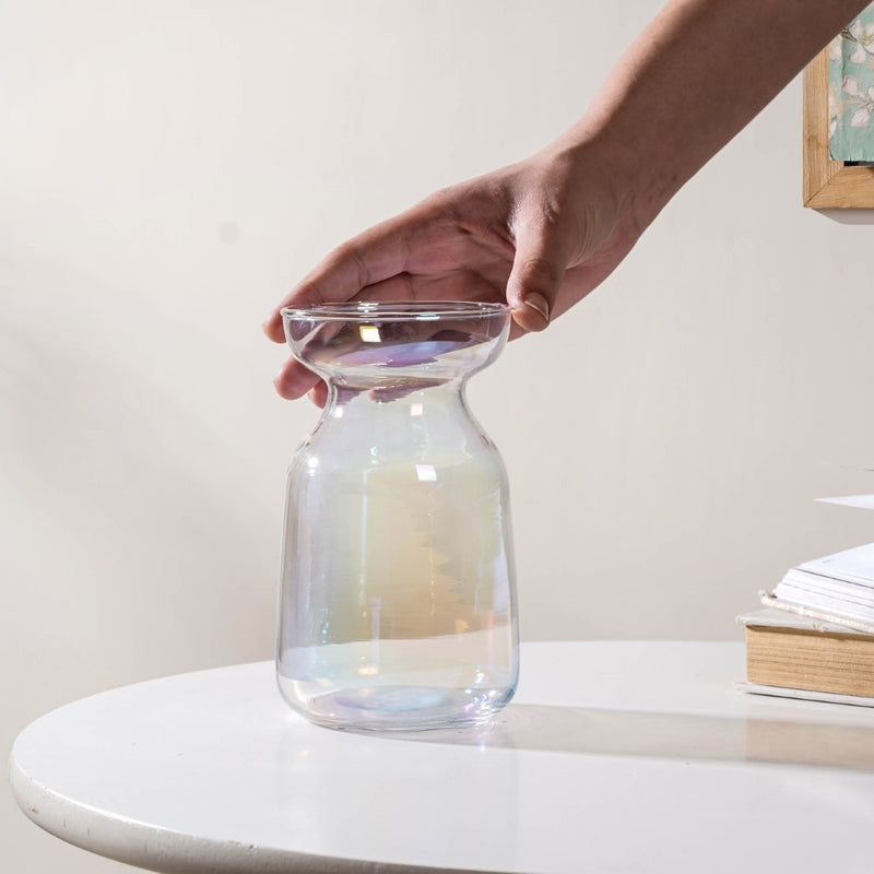 Contemporary Glass Flower Vase Transparent - Glass flower vase for home decor, office and gifting | Home decoration items