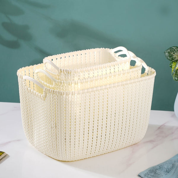Mesh Water Proof Storage Basket Beige Set Of 3 - Basket | Organizer | Kitchen basket | Fruit basket