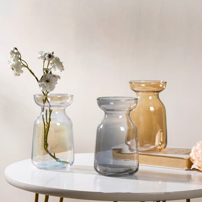 Contemporary Glass Flower Vase Transparent - Glass flower vase for home decor, office and gifting | Home decoration items
