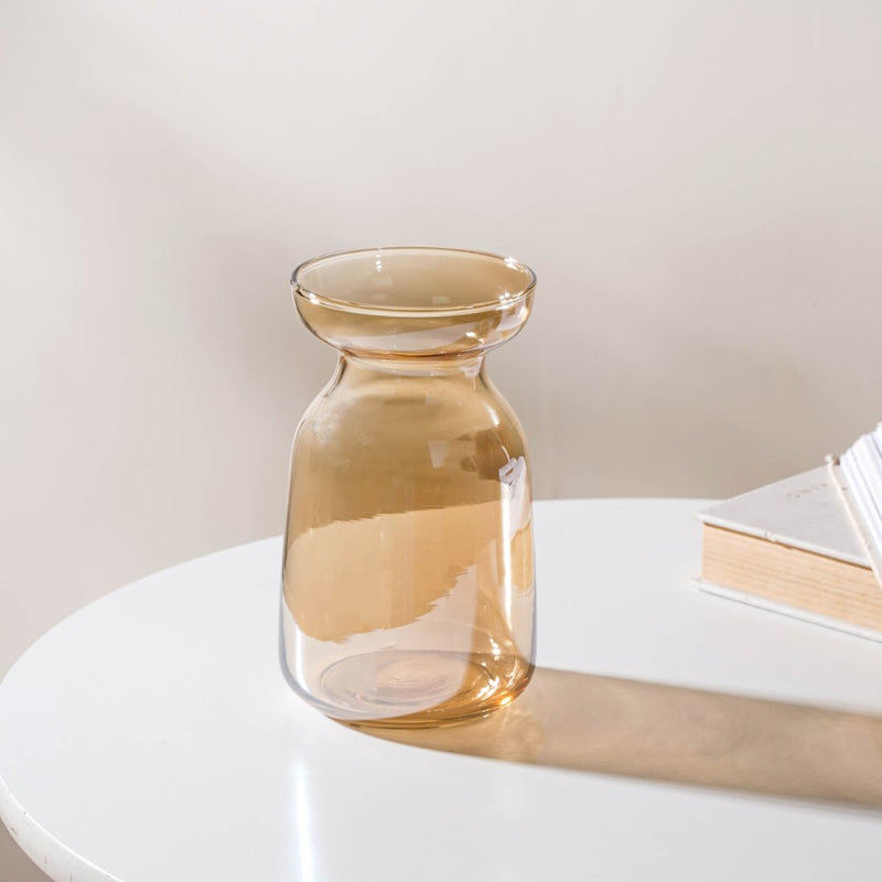 Contemporary Glass Flower Vase Amber - Glass flower vase for home decor, office and gifting | Home decoration items