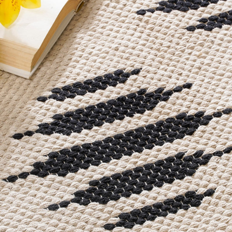 Handwoven Area Rug Black And White