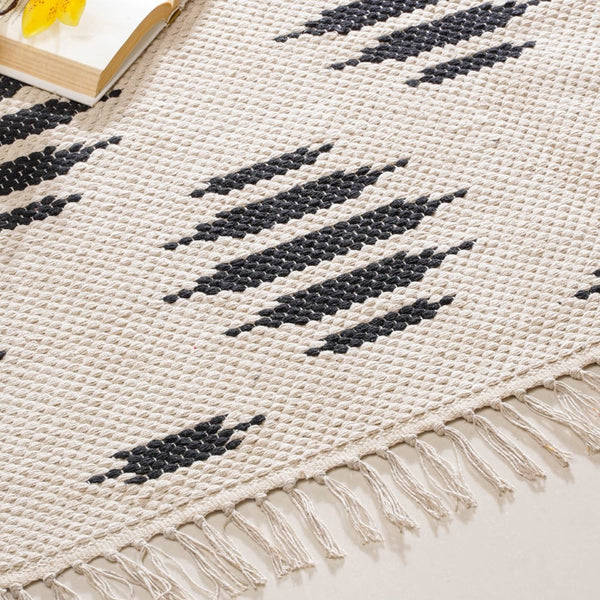 Handwoven Area Rug Black And White