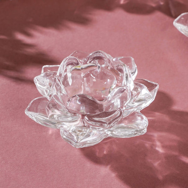 Lotus Glass Tea Light Holder Transparent Set Of 6 - Candle stand | Home decor ideas