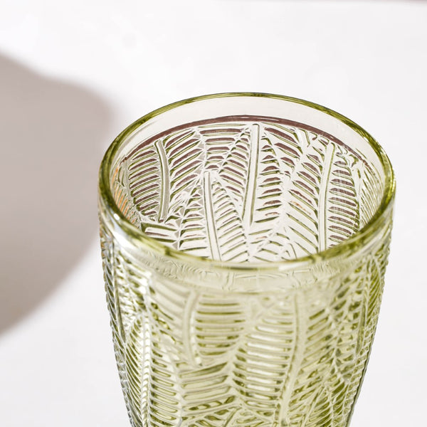Vintage Engraved Wine Glass Green Set of 6 300 ml