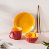 Chrome 5 Piece Red Snack Set For 1