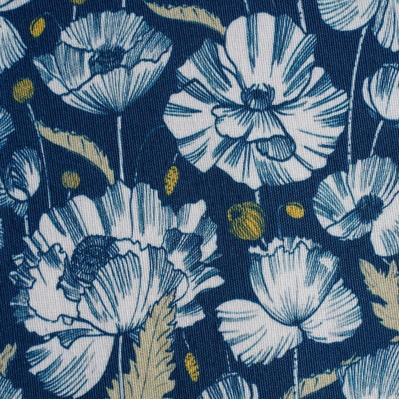 Floral Dining Cotton Printed Table Runner Royal Blue For 6 Seater