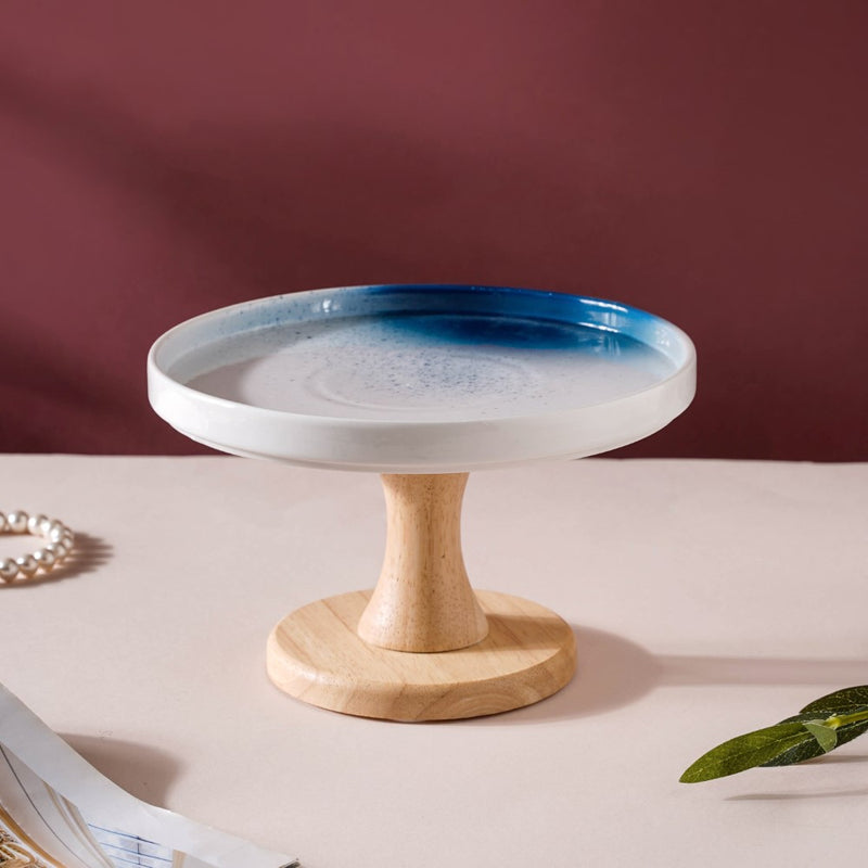 Cake Stand Blue And White 7.5 Inch