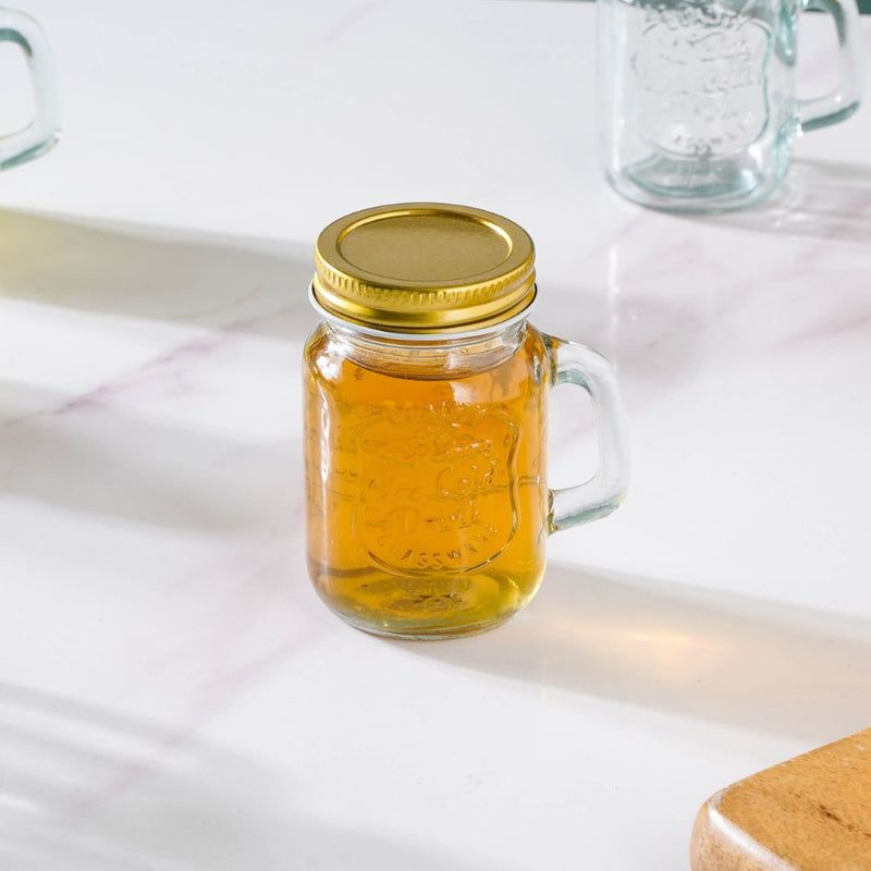 Glass Mini Mason Jar Mug With Lid Set Of 10 110ml- Mug for coffee, tea mug, cappuccino mug | Cups and Mugs for Coffee Table & Home Decor