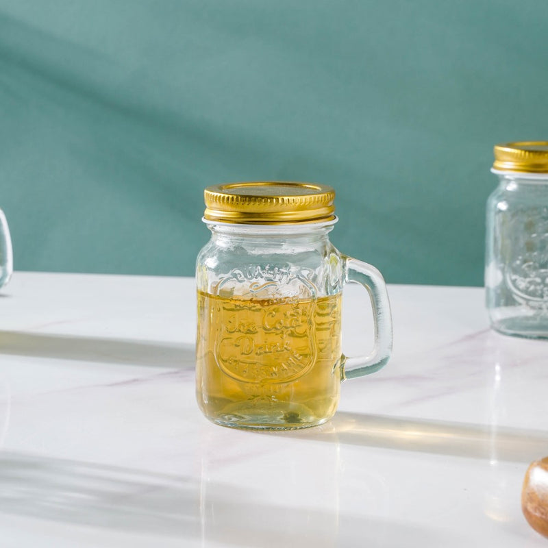 Glass Mini Mason Jar Mug With Lid Set Of 10 110ml- Mug for coffee, tea mug, cappuccino mug | Cups and Mugs for Coffee Table & Home Decor