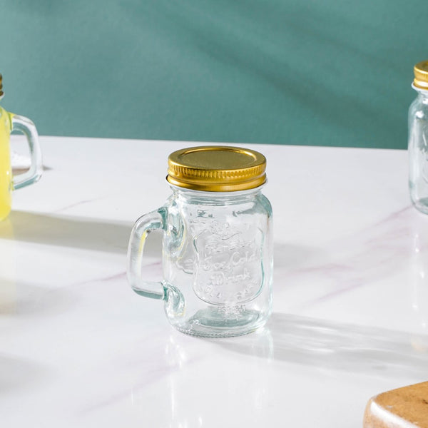 Glass Mini Mason Jar Mug With Lid Set Of 10 110ml- Mug for coffee, tea mug, cappuccino mug | Cups and Mugs for Coffee Table & Home Decor