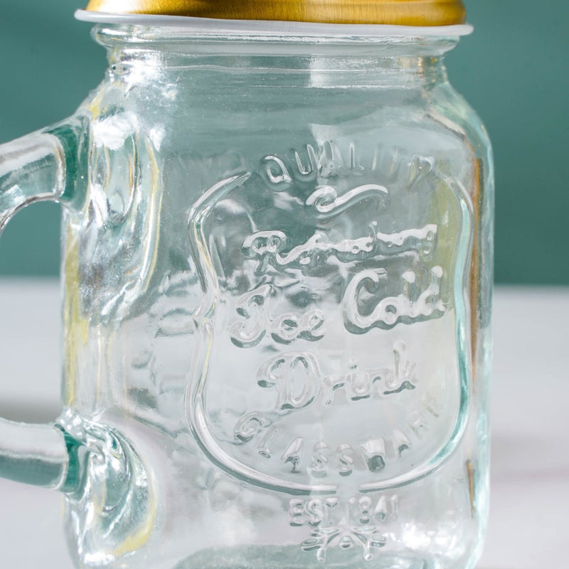 Glass Mini Mason Jar Mug With Lid Set Of 10 110ml- Mug for coffee, tea mug, cappuccino mug | Cups and Mugs for Coffee Table & Home Decor