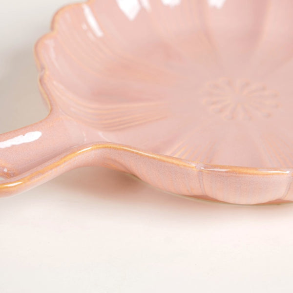 Ocean Round Plate with Handle Pink