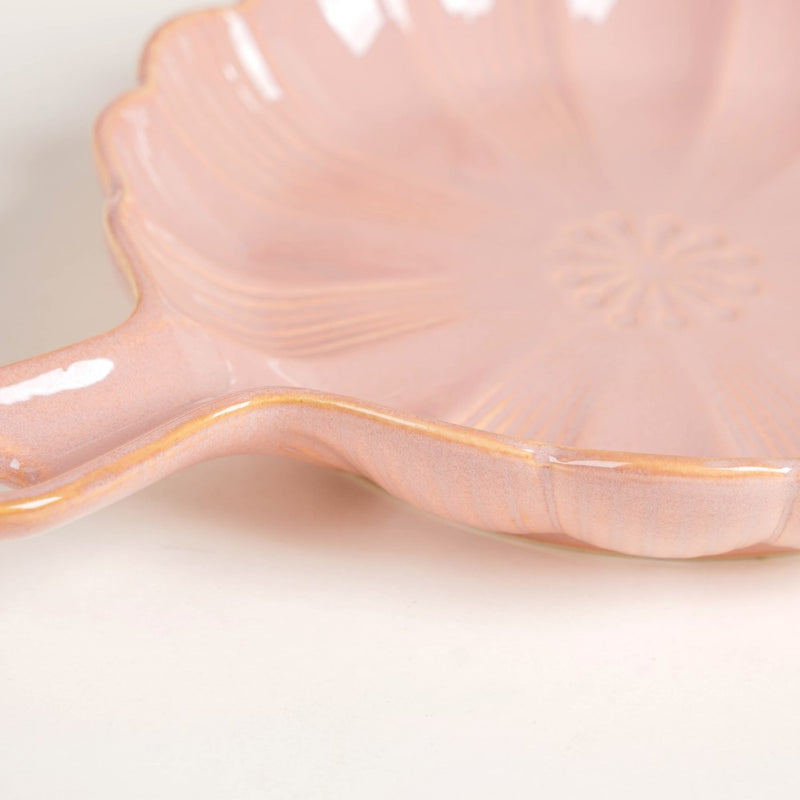 Ocean Round Plate with Handle Pink - Ceramic platter, serving platter, fruit platter | Plates for dining table & home decor