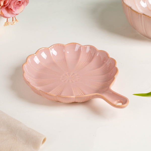 Ocean Round Plate with Handle Pink