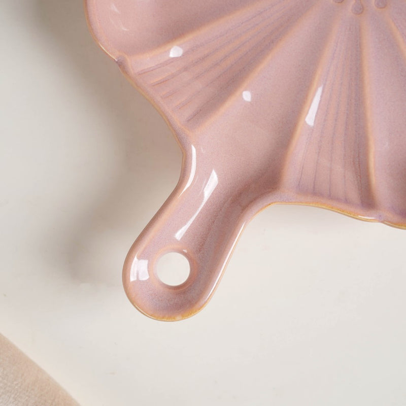 Ocean Square Plate with Handle Pink - Ceramic platter, serving platter, fruit platter | Plates for dining table & home decor