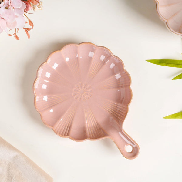 Ocean Round Plate with Handle Pink