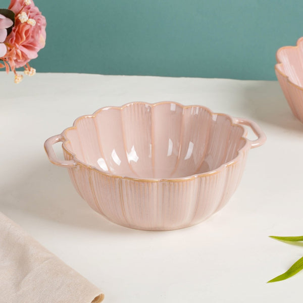 Ocean Serving Bowl with Handle Pink 600ml