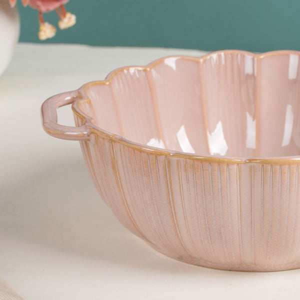 Ocean Serving Bowl with Handle Pink 600ml