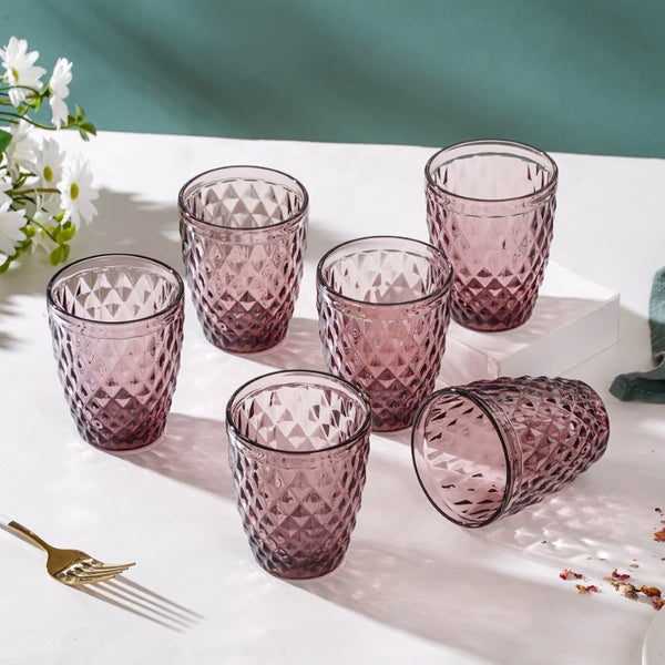 Rose Water Glass Mauve Set Of 6 250 ml