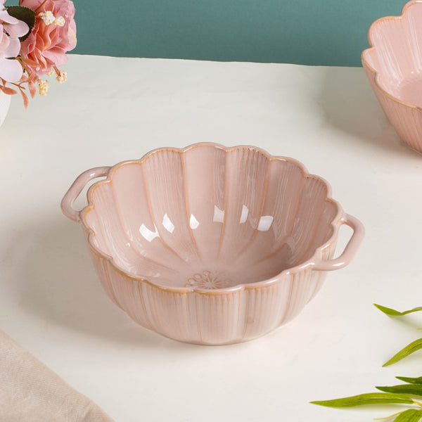 Ocean Serving Bowl with Handle Pink 600ml