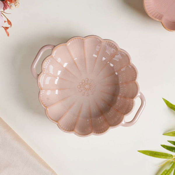 Ocean Serving Bowl with Handle Pink 600ml