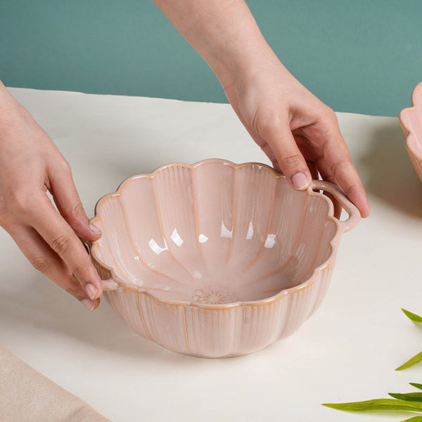 Ocean Serving Bowl with Handle Pink 600ml