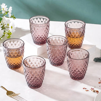 Rose Water Glass Mauve Set Of 6 250 ml