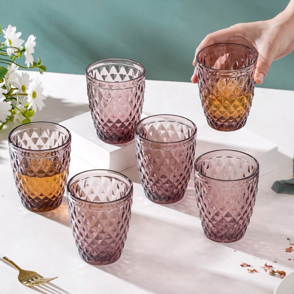 Rose Water Glass Mauve Set Of 6 250 ml