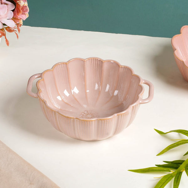 Ocean Serving Bowl with Handle Pink 600ml