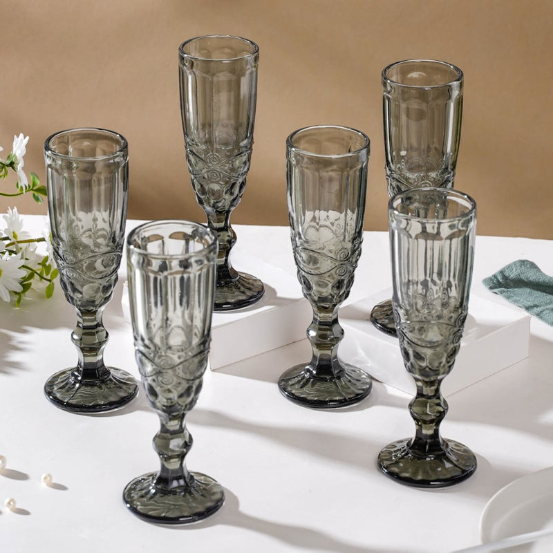 Stemmed Glass Ash Grey Set Of 6 150 ml