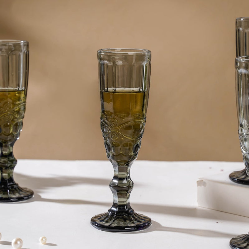 Stemmed Glass Ash Grey Set Of 6 150 ml