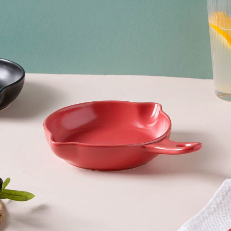 Red Ceramic Dish With Handle - Ceramic platter, serving platter, fruit platter | Plates for dining table & home decor