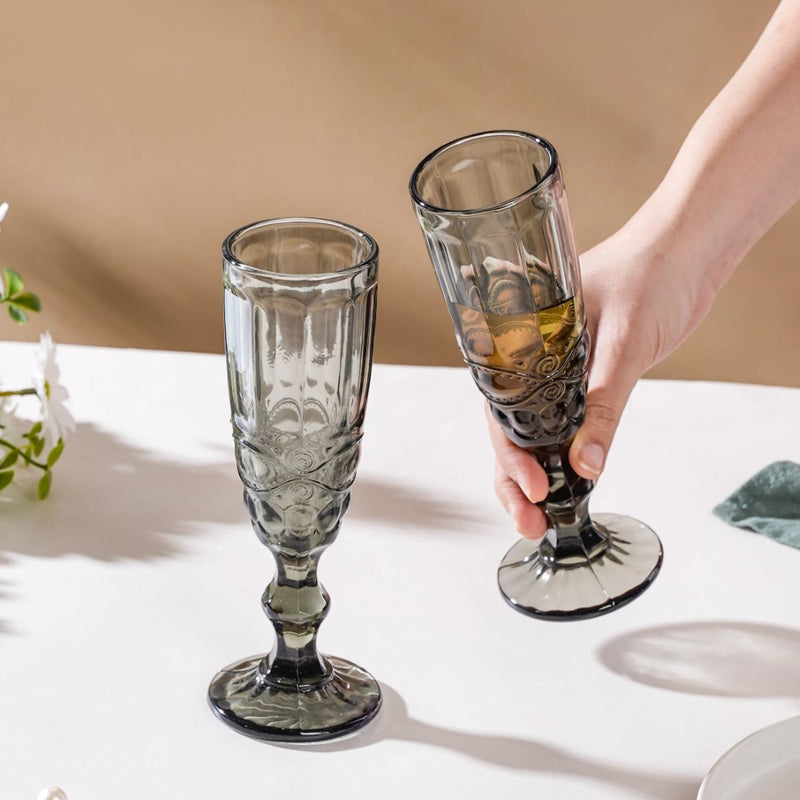 Stemmed Glass Ash Grey Set Of 6 150 ml