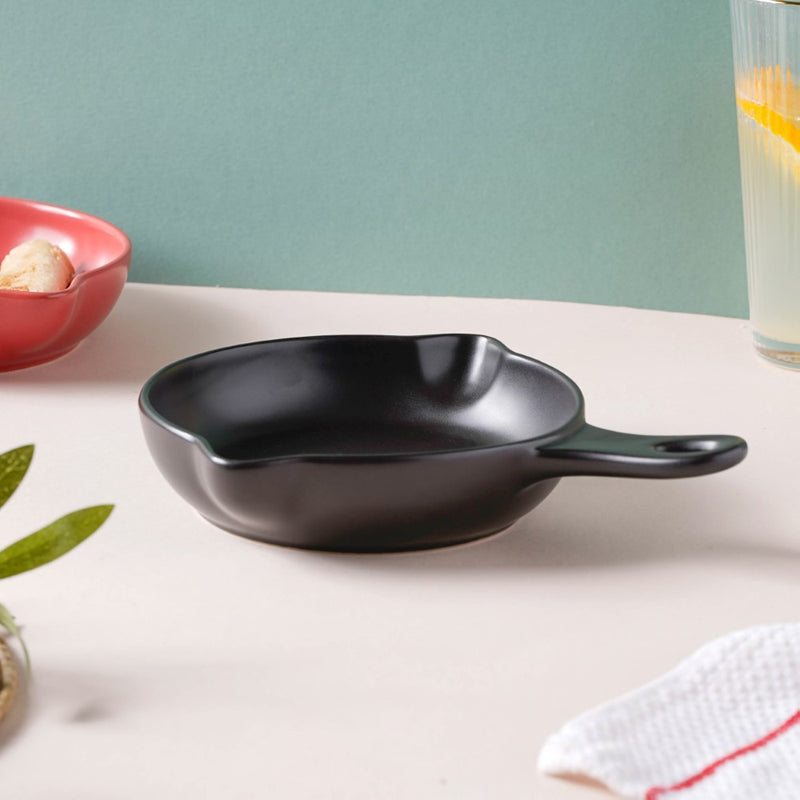 Black Ceramic Dish With Handle - Ceramic platter, serving platter, fruit platter | Plates for dining table & home decor