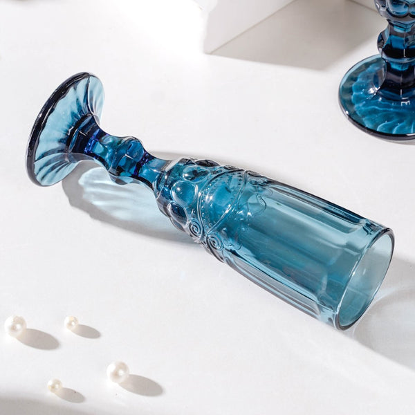Stemmed Glass Blue Set Of 6 150 ml