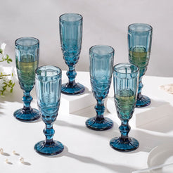 Stemmed Glass Blue Set Of 6 150 ml