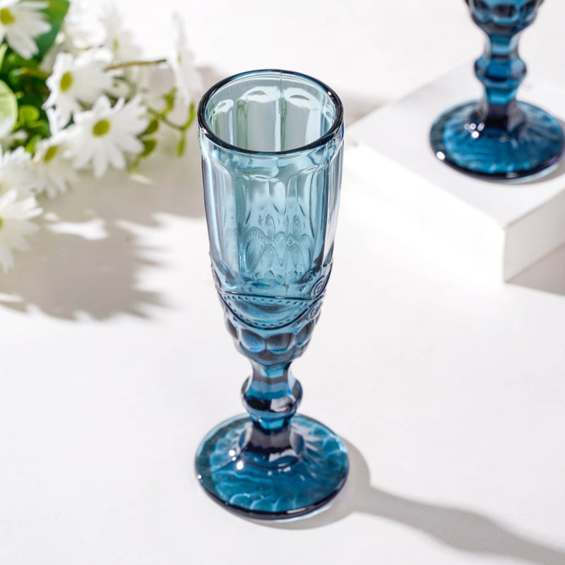 Stemmed Glass Blue Set Of 6 150 ml