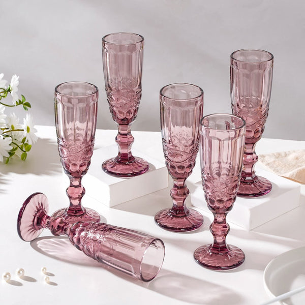 Rose Stemmed Glass Mauve Set Of 6 150 ml