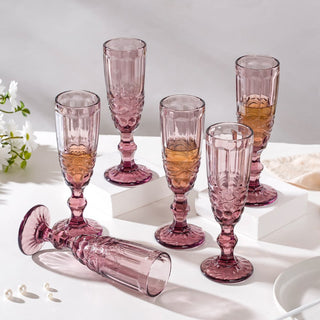 Rose Stemmed Glass Mauve Set Of 6 150 ml