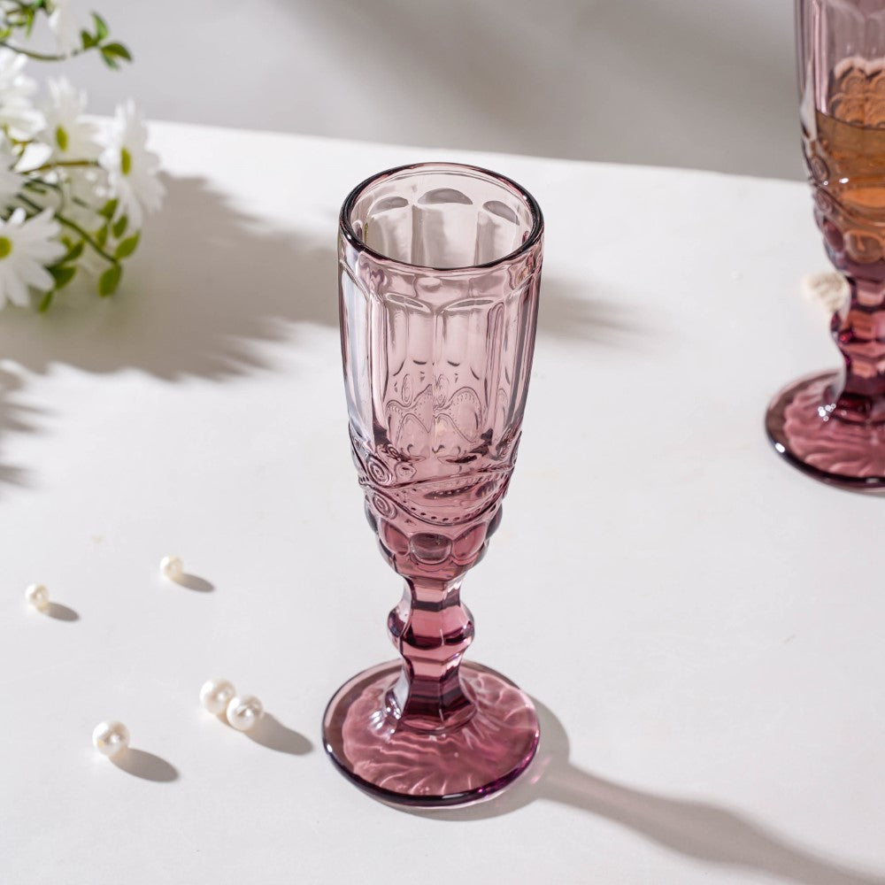 Rose Mimosa Glass Mauve Set Of 6 150 ml