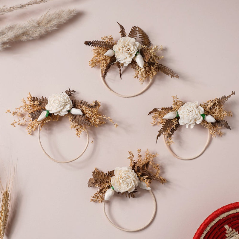 Shola Mini Floral Wreath Set Of 4 - Natural, organic and eco-friendly decorative flowers | Sustainable home decor items