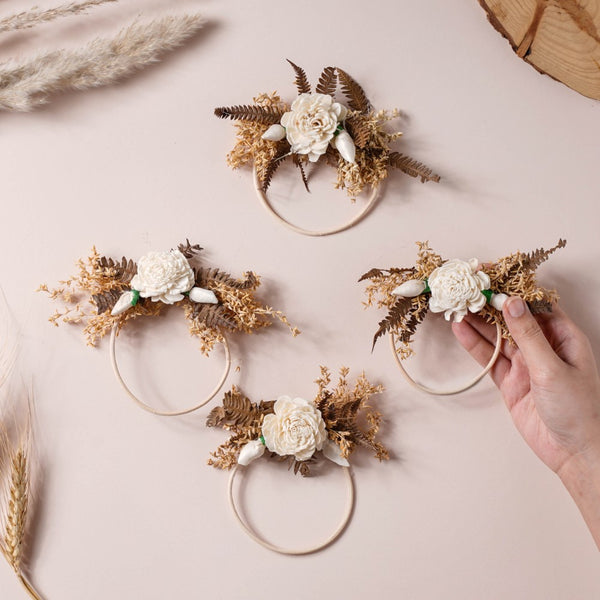 Shola Mini Floral Wreath Set Of 4 - Natural, organic and eco-friendly decorative flowers | Sustainable home decor items