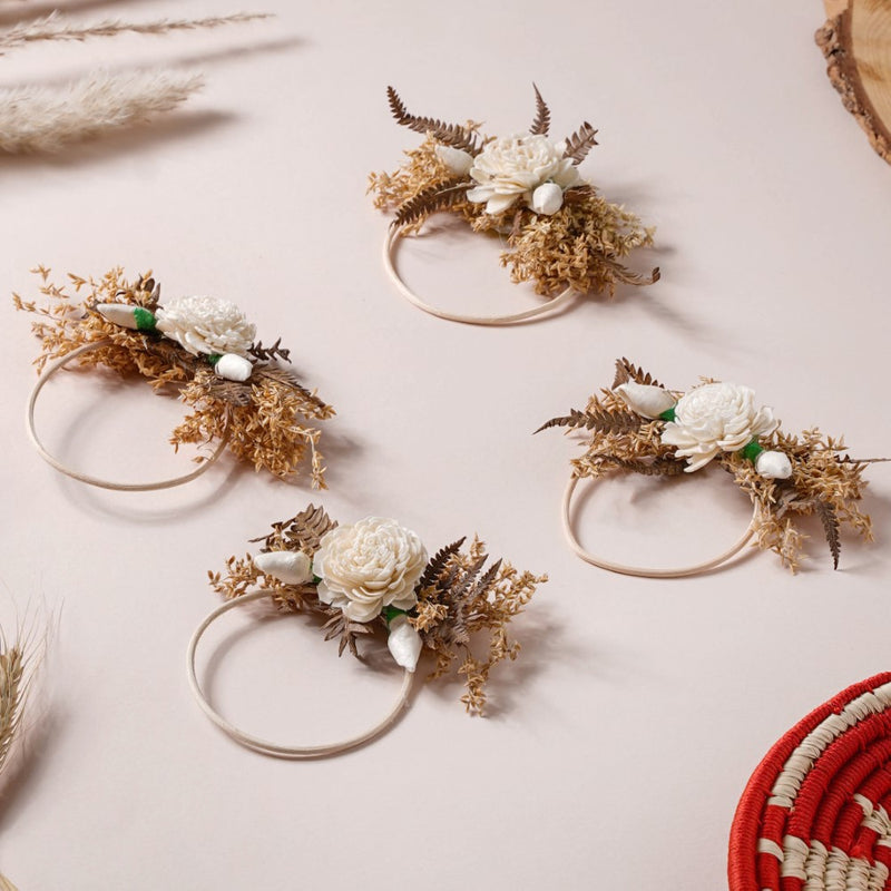Shola Mini Floral Wreath Set Of 4 - Natural, organic and eco-friendly decorative flowers | Sustainable home decor items