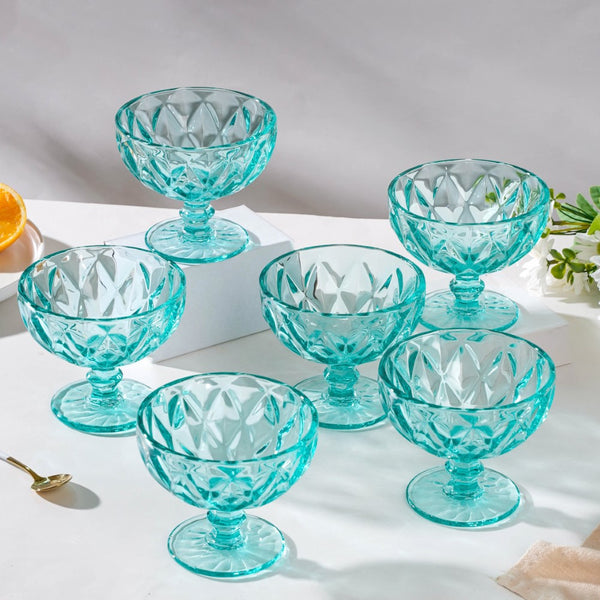 Dessert Serving Bowl Teal Set Of 6 300 ml